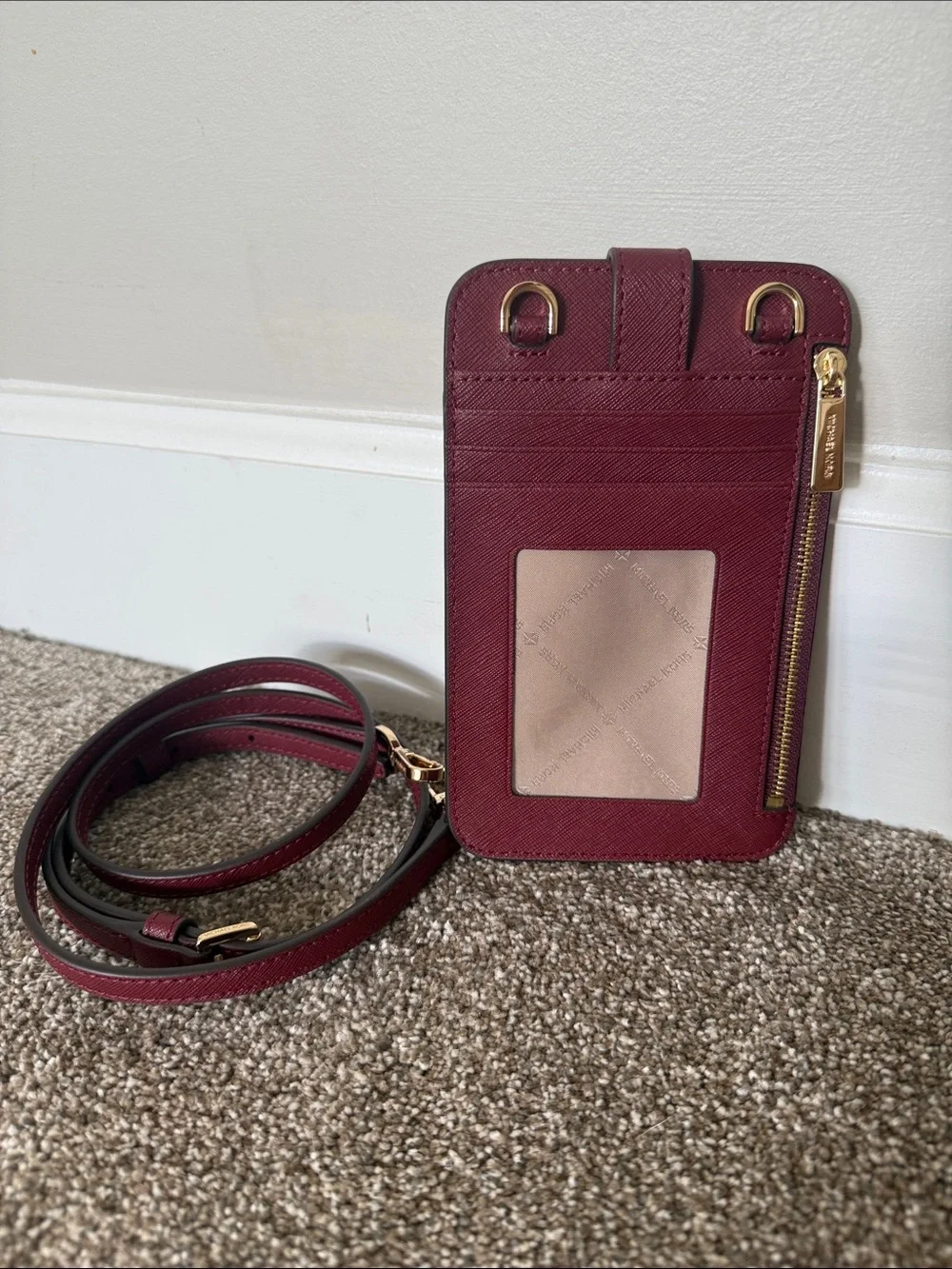 Michael Kors Burgundy Crossbody Phone Pouch Wallet
